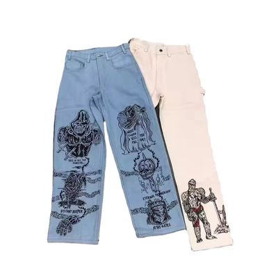 Disegno RTS Custom Jeans loose denim baggy per uomini e donne Jeans da ragazzo in forma dritta