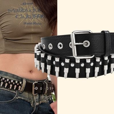 Stile ordinario 2-4 cm cintura di rivetta western punk maschile con decorazione pantaloncino a guinzaglio liscio