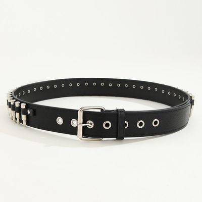 Stile ordinario 2-4 cm cintura di rivetta western punk maschile con decorazione pantaloncino a guinzaglio liscio