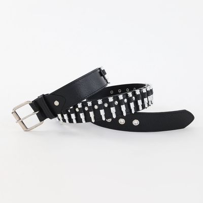 Stile ordinario 2-4 cm cintura di rivetta western punk maschile con decorazione pantaloncino a guinzaglio liscio