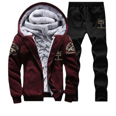 100% poliestere maniche lunghe uomo spessito con cappuccio due pezzi set per sport invernali