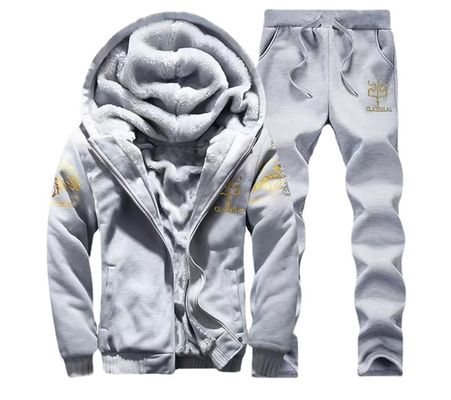 100% poliestere maniche lunghe uomo spessito con cappuccio due pezzi set per sport invernali