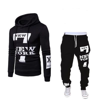 Pullover a modello solido Sweatshirt sportivo pelliccia indossare felpa con cappuccio e jogger set per uomini