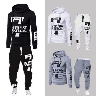 Pullover a modello solido Sweatshirt sportivo pelliccia indossare felpa con cappuccio e jogger set per uomini