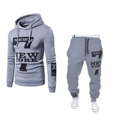 Pullover a modello solido Sweatshirt sportivo pelliccia indossare felpa con cappuccio e jogger set per uomini