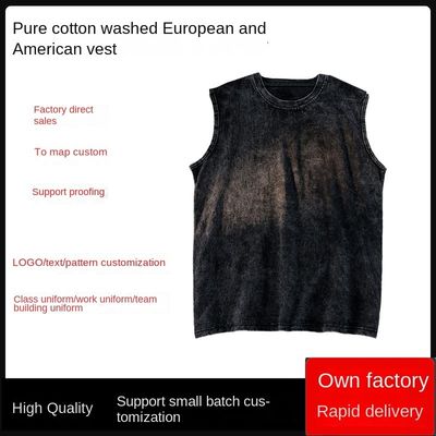 Stampato 230G cotone Vintage Ropa gilet da ginnastica per uomini Custom Cut Off Sleeveless Tank Top