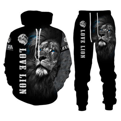 Pullover maschile con cappuccio Costume Lion King Stampa 3D Abbigliamento sportivo Abbigliamento a manica lunga
