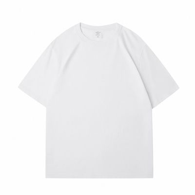 T-shirt da uomo pesante in cotone 100% oversize bianca collo finto peso pesante multi-colore