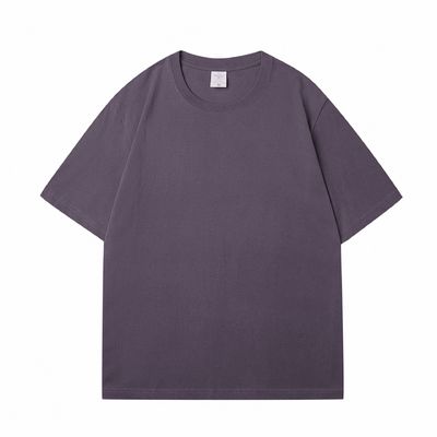 T-shirt da uomo pesante in cotone 100% oversize bianca collo finto peso pesante multi-colore