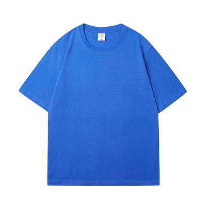 T-shirt da uomo pesante in cotone 100% oversize bianca collo finto peso pesante multi-colore