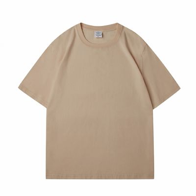T-shirt da uomo pesante in cotone 100% oversize bianca collo finto peso pesante multi-colore