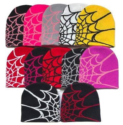 Scena di pesca Cappuccio invernale unisex con Web Spider a maglia spessa e stile Y2K
