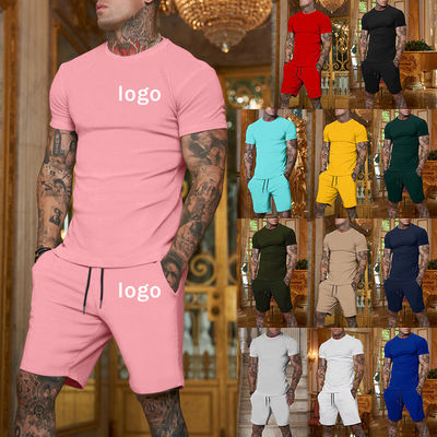 Custom Logo Plus Size Tracksuit per Uomini Stretchable 2 Piece Outerwear Jogger Suit Short Set