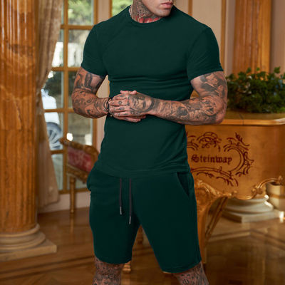 Custom Logo Plus Size Tracksuit per Uomini Stretchable 2 Piece Outerwear Jogger Suit Short Set