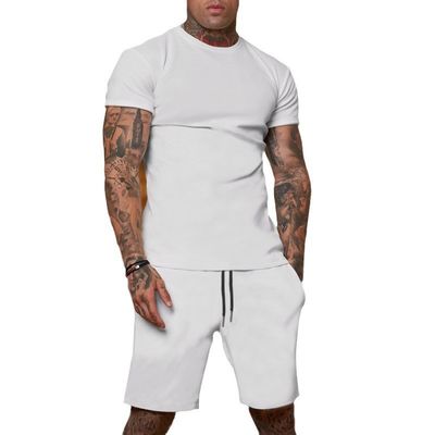 Custom Logo Plus Size Tracksuit per Uomini Stretchable 2 Piece Outerwear Jogger Suit Short Set