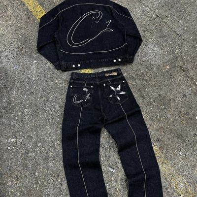 Abbigliamento da ginnastica da uomo con abbigliamento da 2 pezzi con tessuto denim