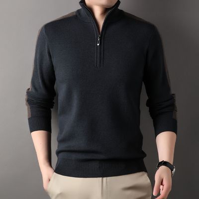 Maglione a maglia maschile a mezza cerniera maschile a maglia acrilica