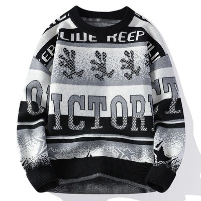 Logo personalizzato Jacquard Maglione maschile in stile casual oversize per il comfort invernale