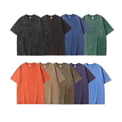 280g pesante retro lavato in difficoltà maglietta a maniche corte uomo cotone sciolto Mezza manica Top
