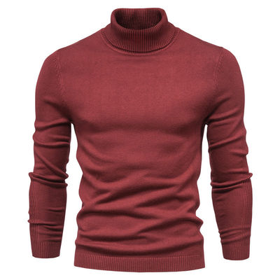 Pullover di colore solido di viscosa/cotone Pullover slim fit Turtle Neck per abbigliamento casual maschile