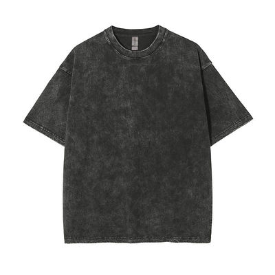 250g di cotone T-shirt retro con manica corta lavata con logo personalizzato