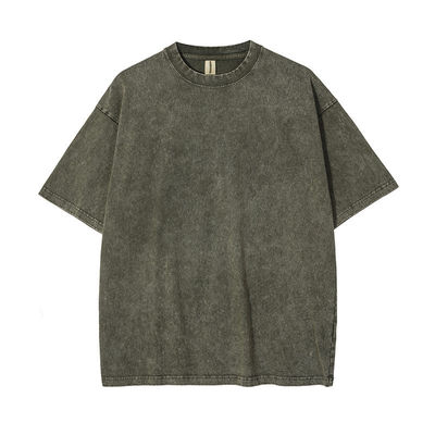 250g di cotone T-shirt retro con manica corta lavata con logo personalizzato