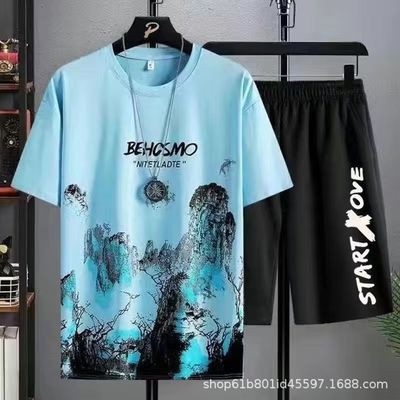 Semplicemente elegante T-shirt maschile stile abito estivo casual con pantaloncini a secco rapido