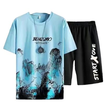 Semplicemente elegante T-shirt maschile stile abito estivo casual con pantaloncini a secco rapido