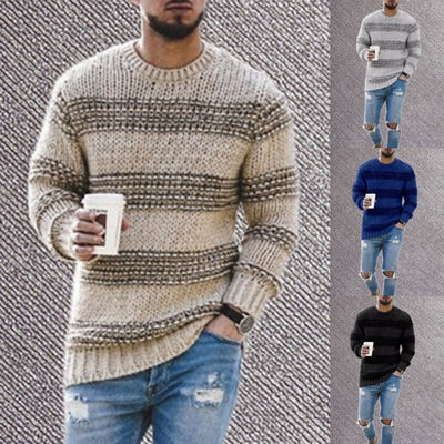 No Needle Detection Pullover a righe maschile per abbigliamento casual 2023 Collo rotondo Top a maglia