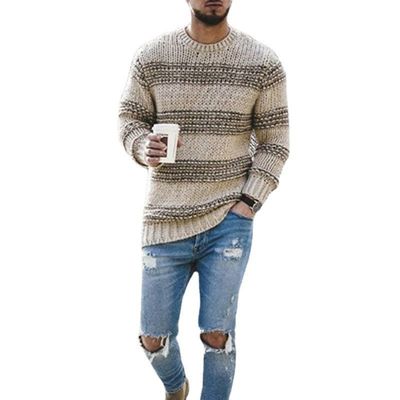 No Needle Detection Pullover a righe maschile per abbigliamento casual 2023 Collo rotondo Top a maglia