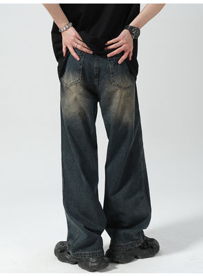 Supporto 7 giorni Tempismo di ordinazione campione 2023 Vintage Distressed Wide-Leg Mop Jeans per uomini