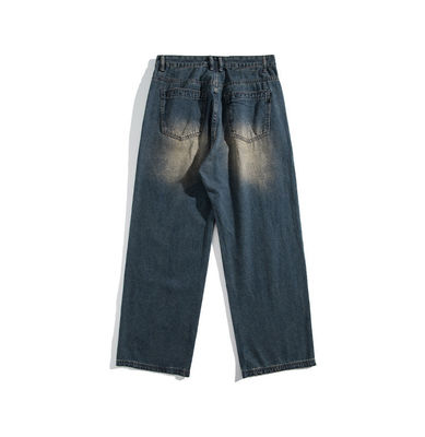 Supporto 7 giorni Tempismo di ordinazione campione 2023 Vintage Distressed Wide-Leg Mop Jeans per uomini