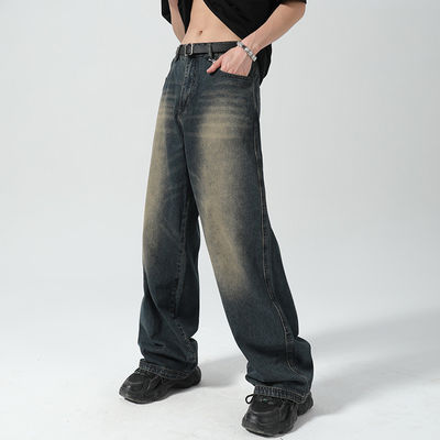 Supporto 7 giorni Tempismo di ordinazione campione 2023 Vintage Distressed Wide-Leg Mop Jeans per uomini