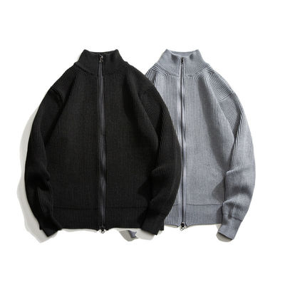 Cardigan con cerniera, maglione a maglia con 100% di poliestere, per uomo, in primavera