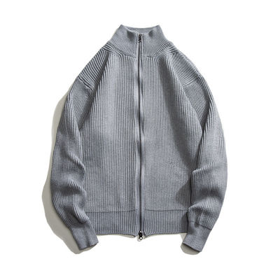 Cardigan con cerniera, maglione a maglia con 100% di poliestere, per uomo, in primavera