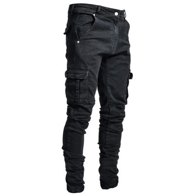 Cargo maschile Jeans magri con tasche laterali Pantaloni denim secchi veloci