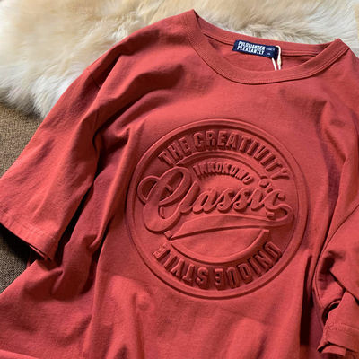 T-shirt da uomo di design personalizzato in 3D Puff Print Respirante 180 grammi Fibra di poliestere
