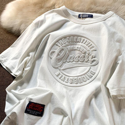 T-shirt da uomo di design personalizzato in 3D Puff Print Respirante 180 grammi Fibra di poliestere