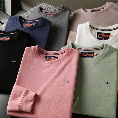 Pullover a collare rotondo maschile ricamato a O-Neck Terry senza rivestimento e lavorazione