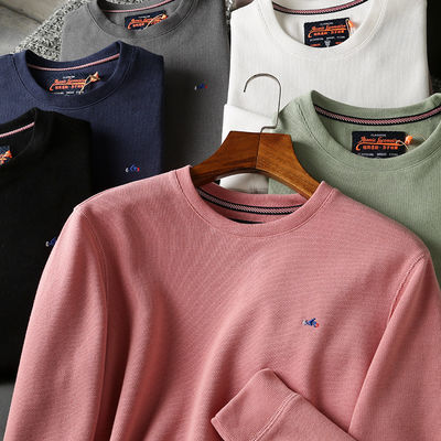 Pullover a collare rotondo maschile ricamato a O-Neck Terry senza rivestimento e lavorazione