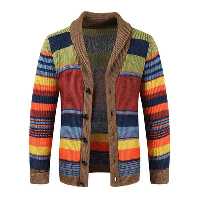 Pantalone da uomo arcobaleno Inverno e Autunno Colore di lapelato Cardigan a maglia