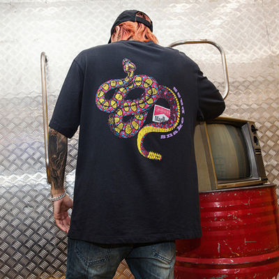 Popolare tra i giovani T-shirt da skateboard senza colletto Rattlesnake per 18-24 anni