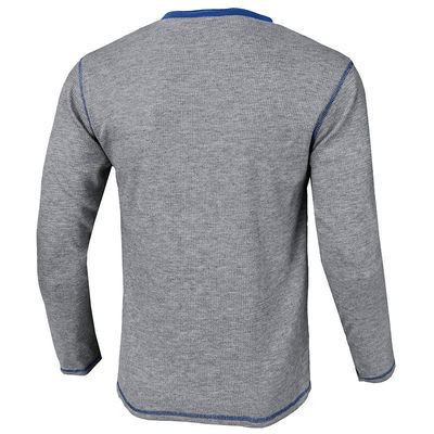 T-shirt da uomo a manica lunga bianca T-shirt da uomo di cotone Henley T-shirt leggeri con bottone T-shirt con collo rotondo