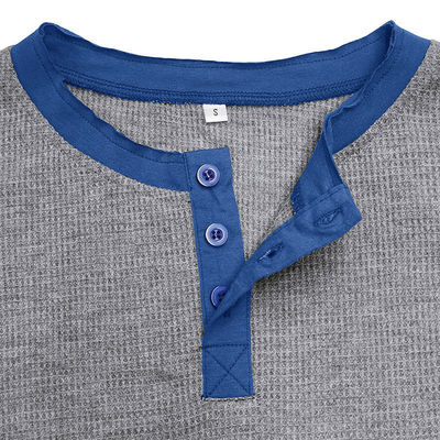 T-shirt da uomo a manica lunga bianca T-shirt da uomo di cotone Henley T-shirt leggeri con bottone T-shirt con collo rotondo