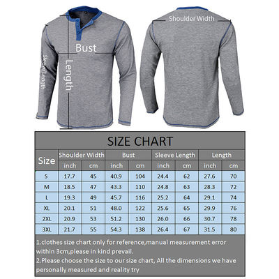 T-shirt da uomo a manica lunga bianca T-shirt da uomo di cotone Henley T-shirt leggeri con bottone T-shirt con collo rotondo