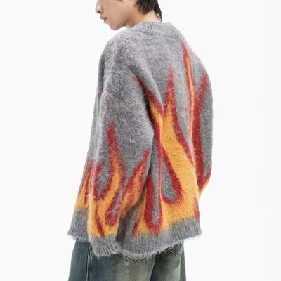 Computer a maglia Fiamma invernale Jacquard V-collo Maglione maschile per il comfort casual