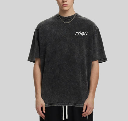 Versione libera 100% cotone 230G T-shirt da strada pesante lavato per uomini oversize