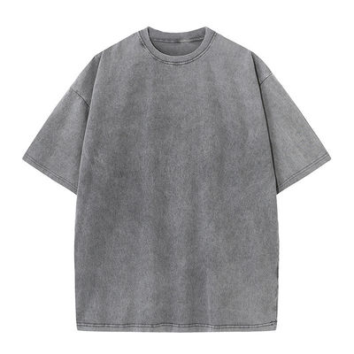 T-shirt con collo rotondo grafico vintage 100% cotone lavaggio T-shirt da uomo in taglia più