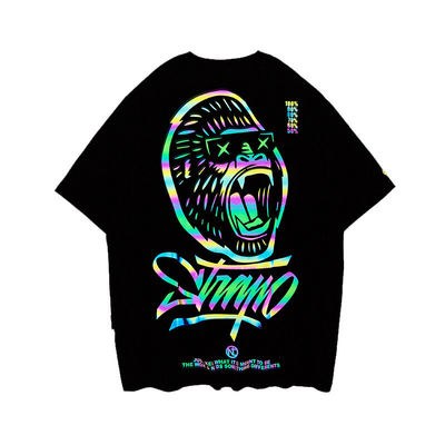 Logo personalizzato Hip Hop stile T-shirt a fluorescenza riflettente UV