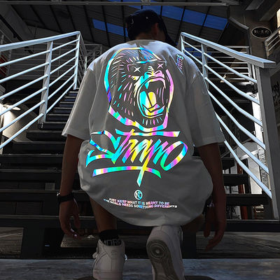 Logo personalizzato Hip Hop stile T-shirt a fluorescenza riflettente UV